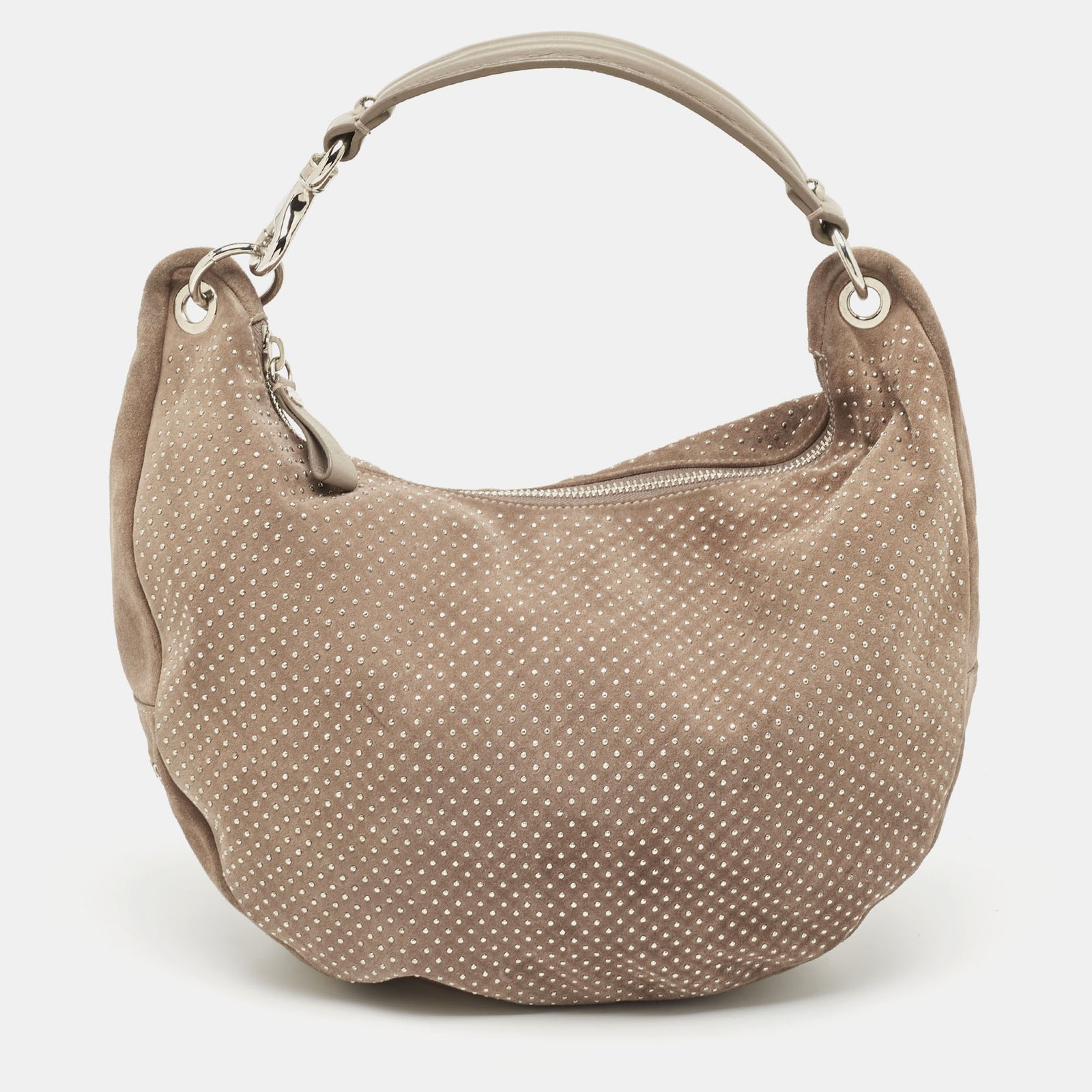 Jimmy Choo Beige Suede Small Studded Sky Hobo