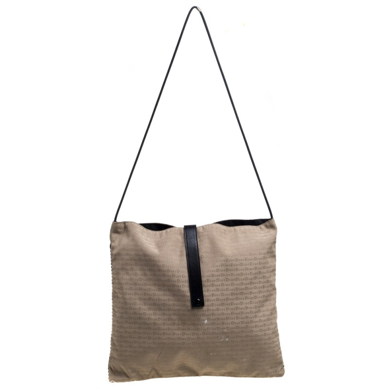 Dior Beige/Black Oblique Canvas and Mesh Shoulder Bag