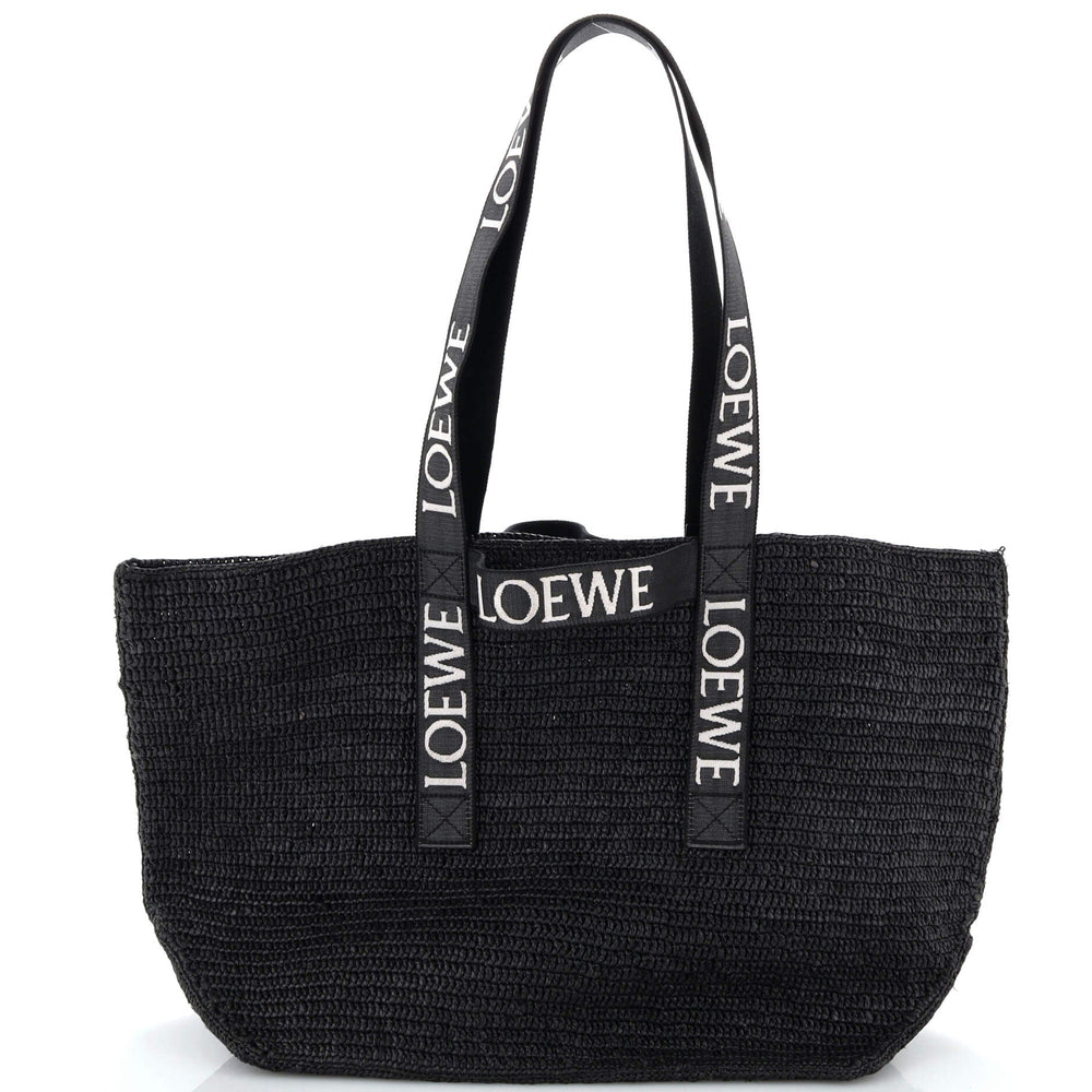 LOEWE Fold Logo Strap Tote Raffia Large