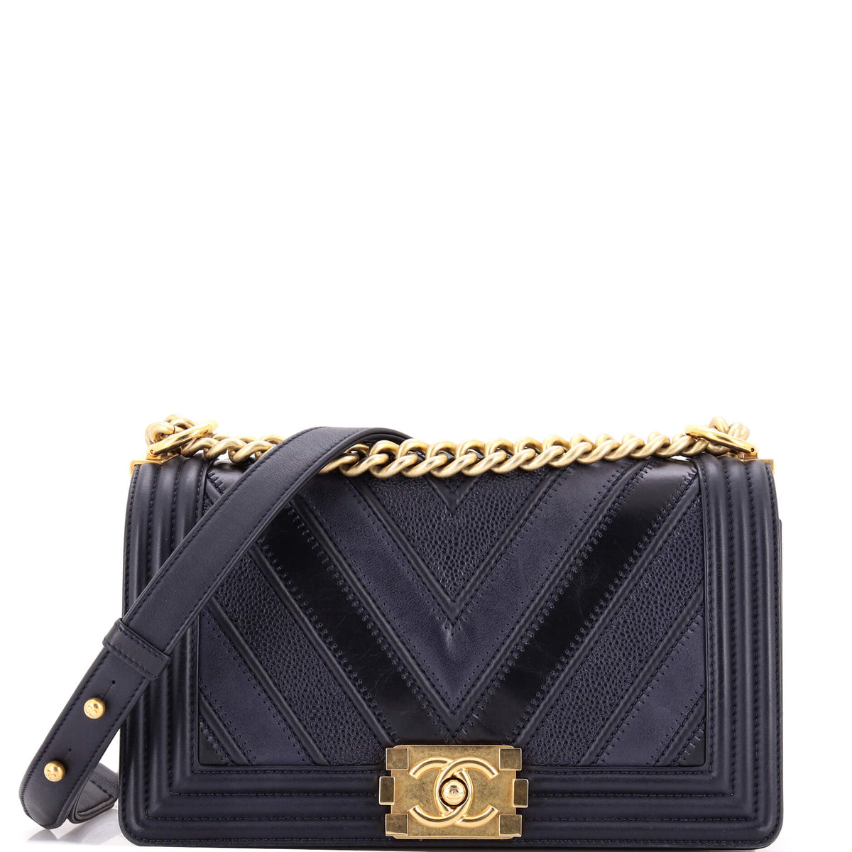 Chanel CHANEL Boy Flap Bag Chevron Caviar and Calfskin Old Medium