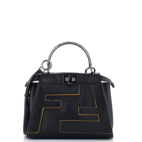 FENDI FF Logo Peekaboo Bag Leather with Applique Mini