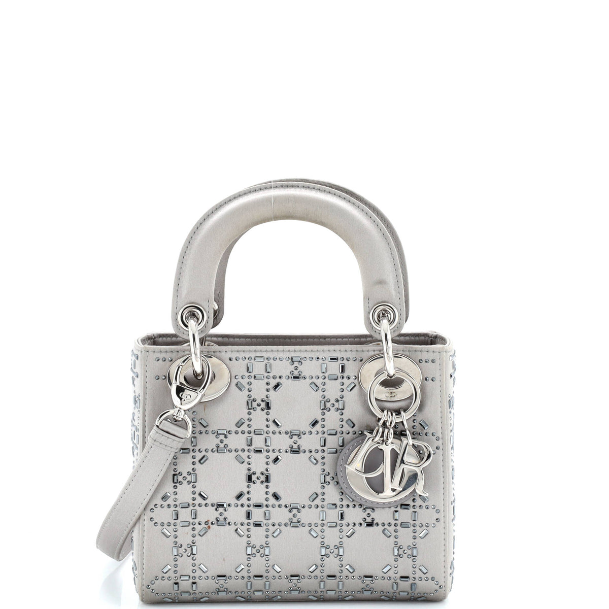 Christian Dior Lady Dior Bag Crystal Embellished Cannage Quilt Satin Mini