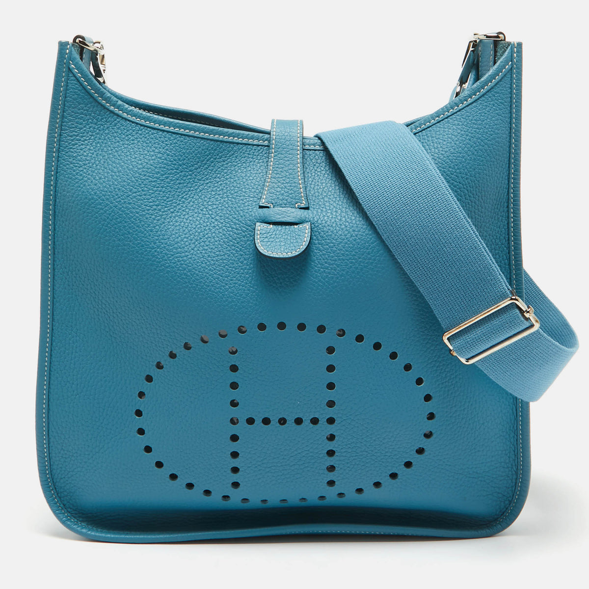 Hermès Bleu Jean Togo Leather Evelyne III GM Bag