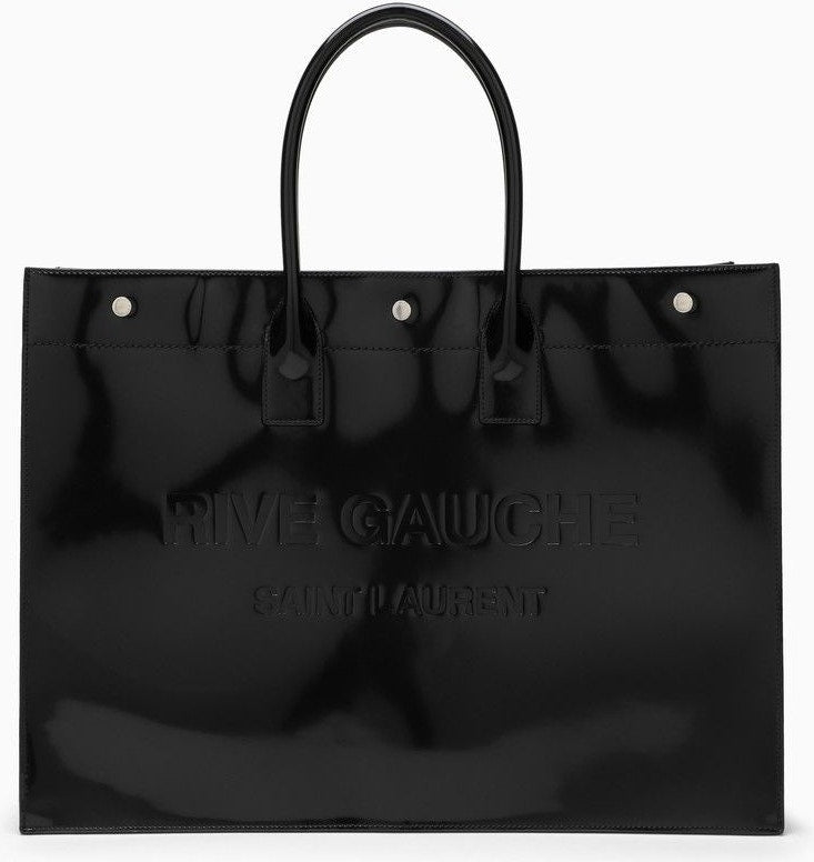 Saint Laurent Men's Large Rive Gauche Patent Leather Bag in Black | 587273AACP2
