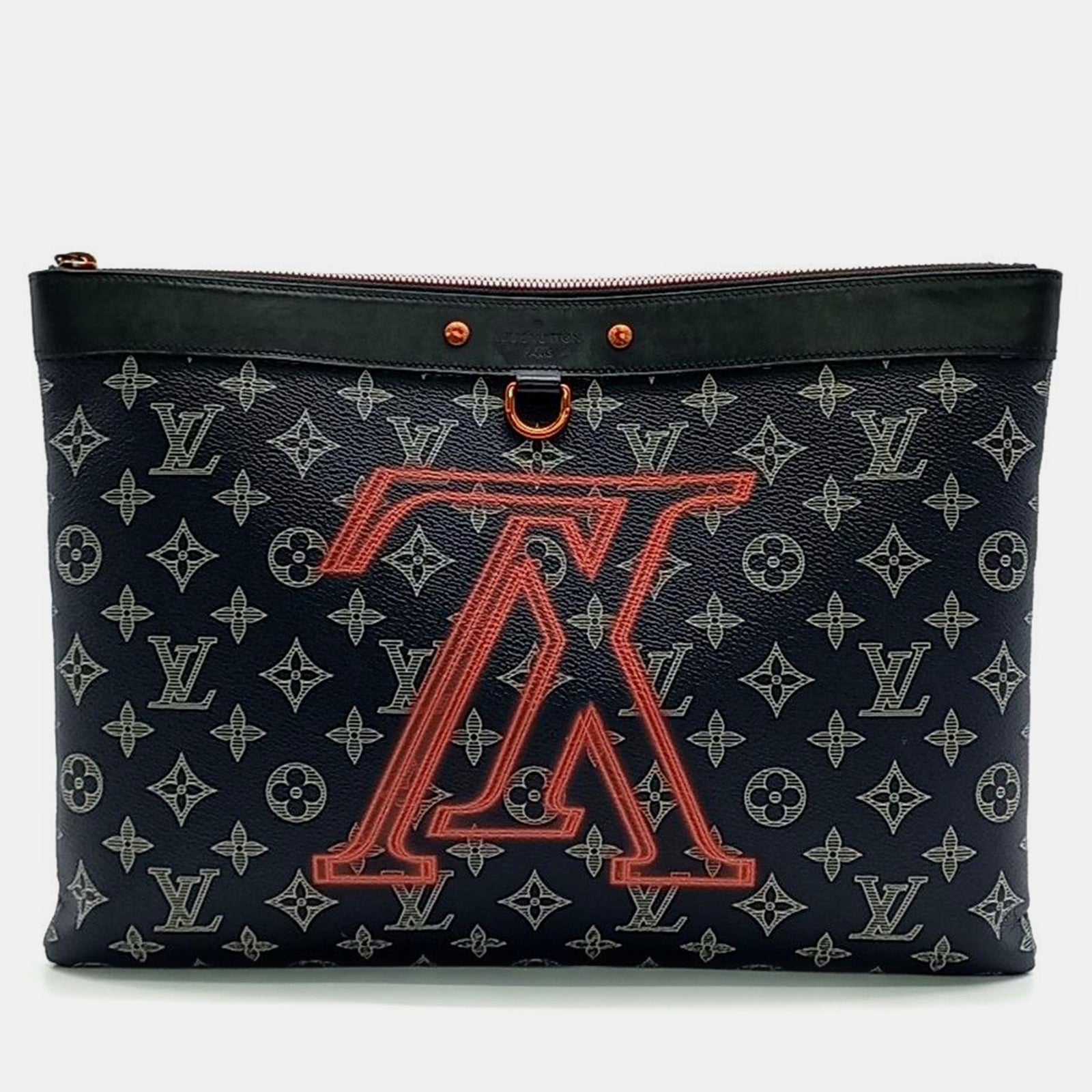 Louis Vuitton Pochette à l'envers en toile monogrammée bleue