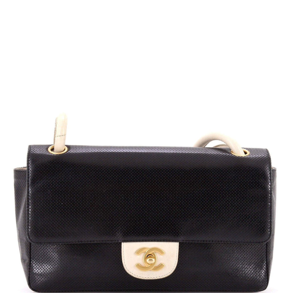 Chanel CHANEL Vintage CC Flap Shoulder Bag Perforated Leather Medium