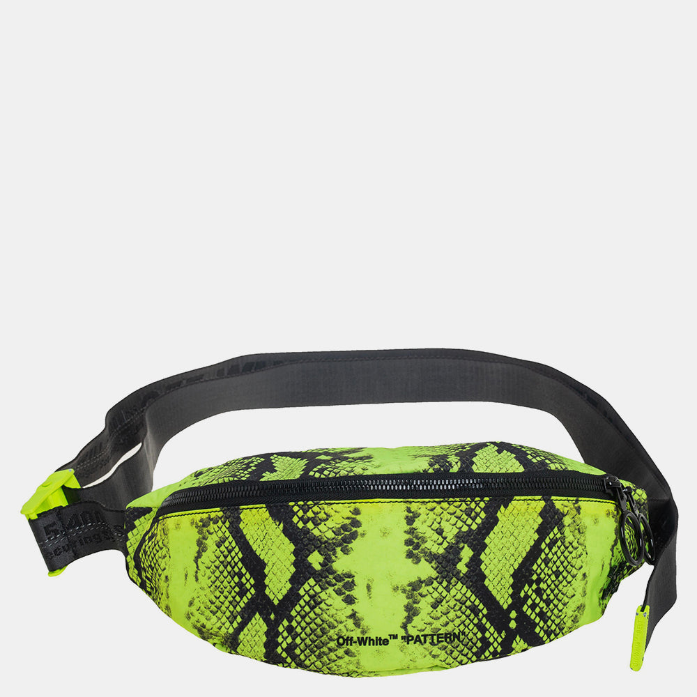 Off-White Neon Green/Black Python Print Nylon Fanny Pack Belt Bag