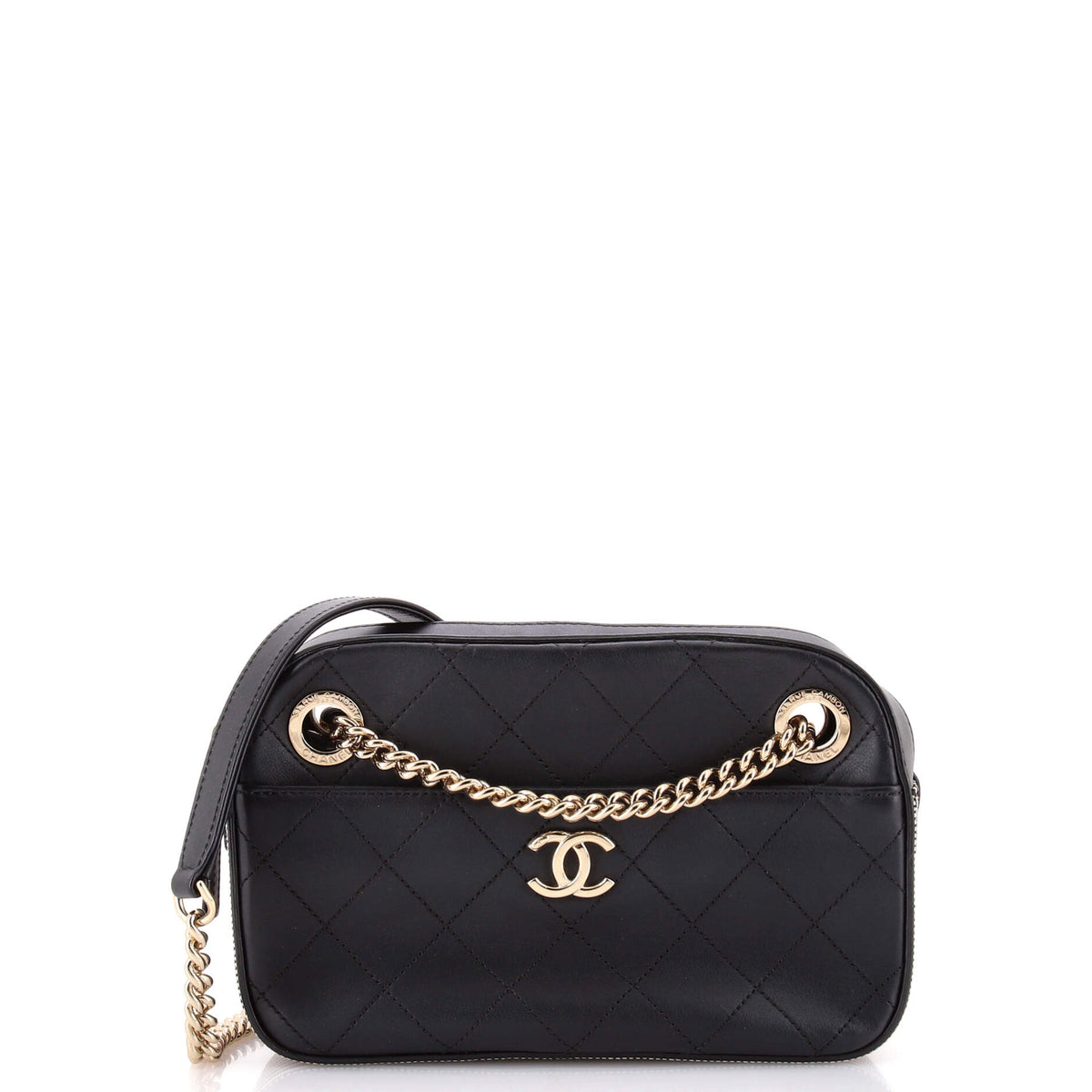 Chanel CHANEL Camera Case Bag Quilted Calfskin with Striped Grosgrain Small