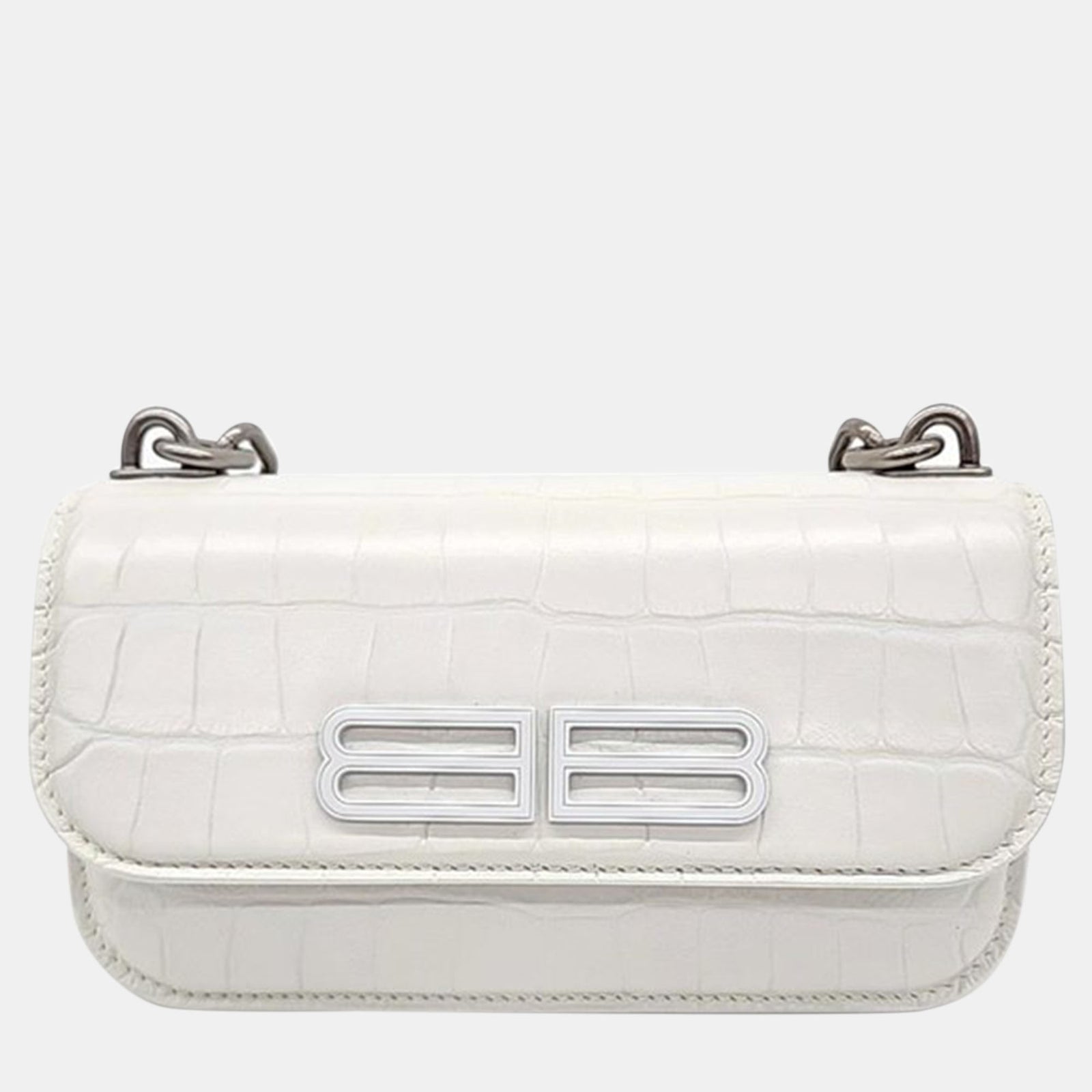 Balenciaga White Patterned Leather XS Gossip Shoulder Bag