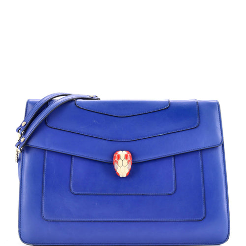 BVLGARI Serpenti Forever Double Flap Shoulder Bag Leather Large