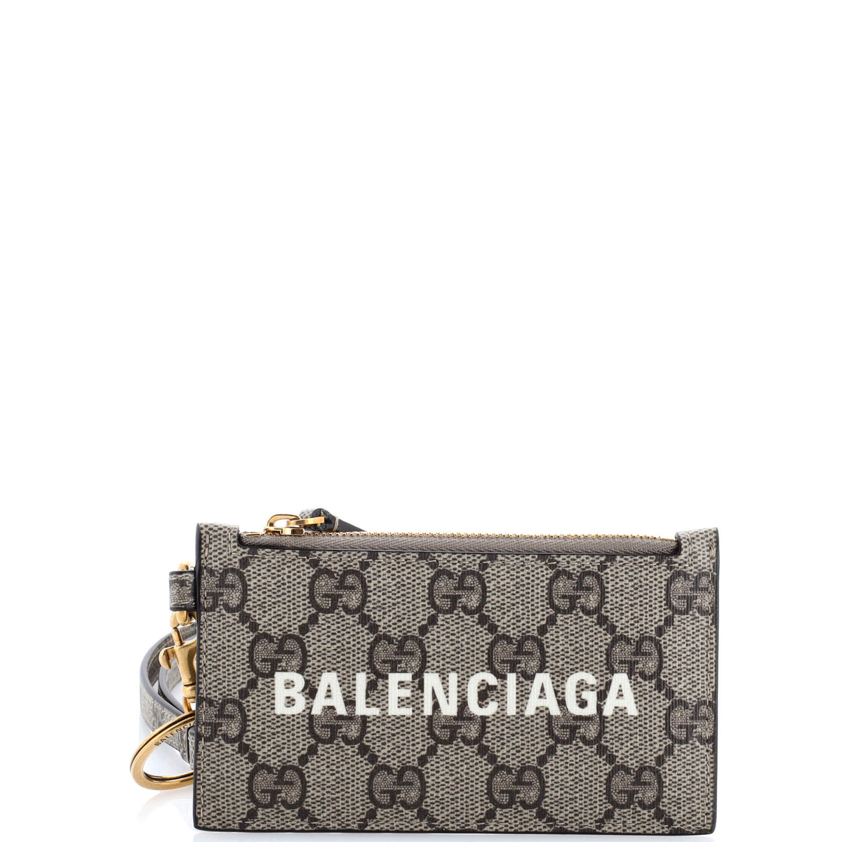 Gucci GUCCI x Balenciaga The Hacker Project Zip Card Case with Strap GG Coated Canvas