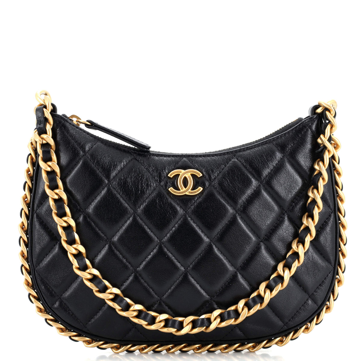 Chanel CHANEL CC Chain Around Hobo Quilted Lambskin