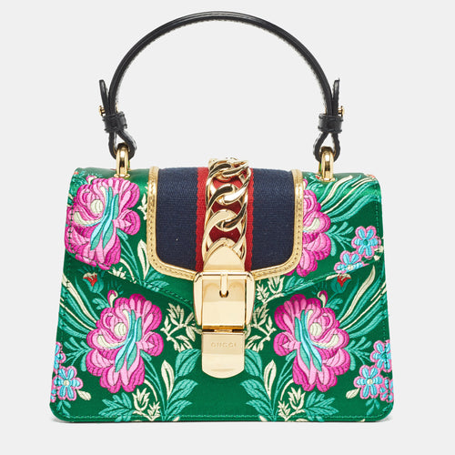 Multicolor Floral Jacquard Mini Sylvie Top Handle Bag