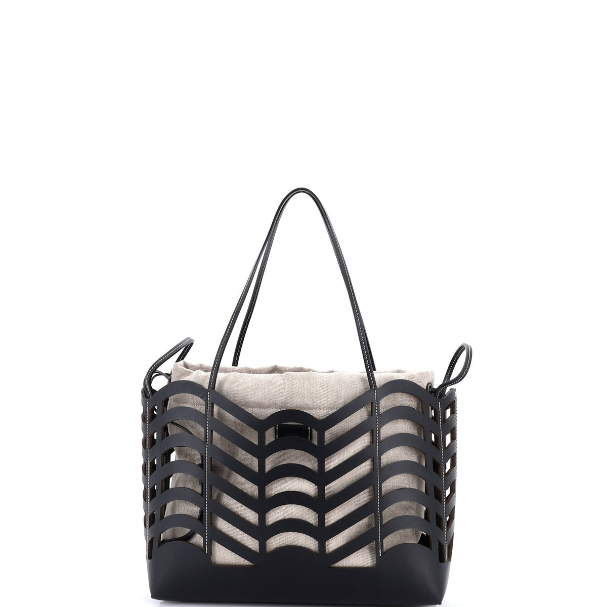 Chloe CHLOE Kayan Tote Laser Cut Leather and Canvas Small