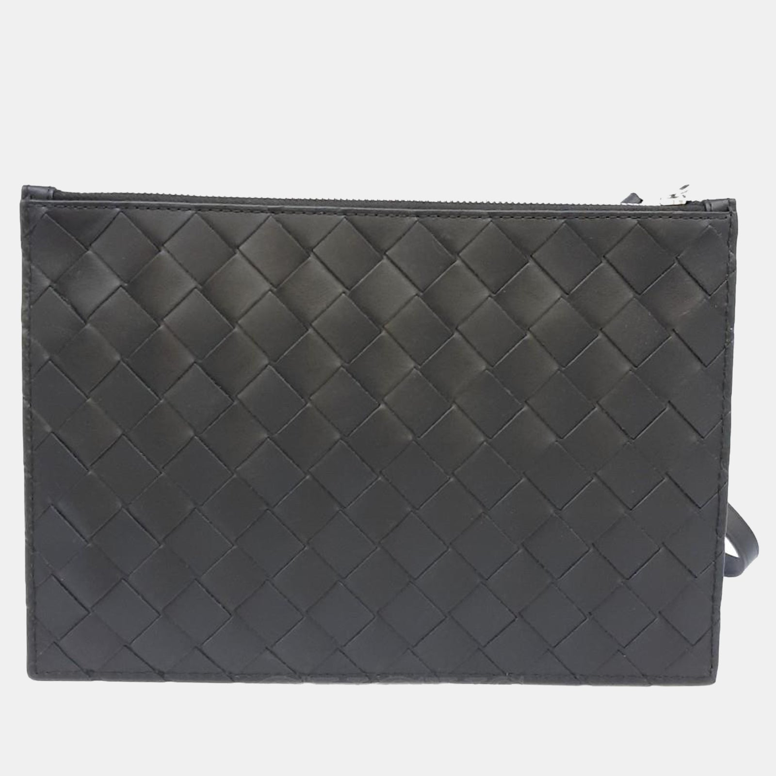 Bottega Veneta Black Intrecciato Leather Zip Wristlet Pouch