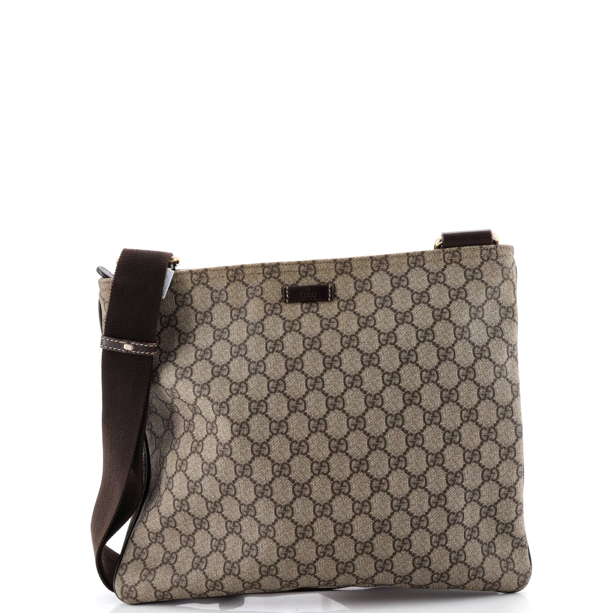 Gucci GUCCI Zip Top Messenger Bag GG Coated Canvas Large