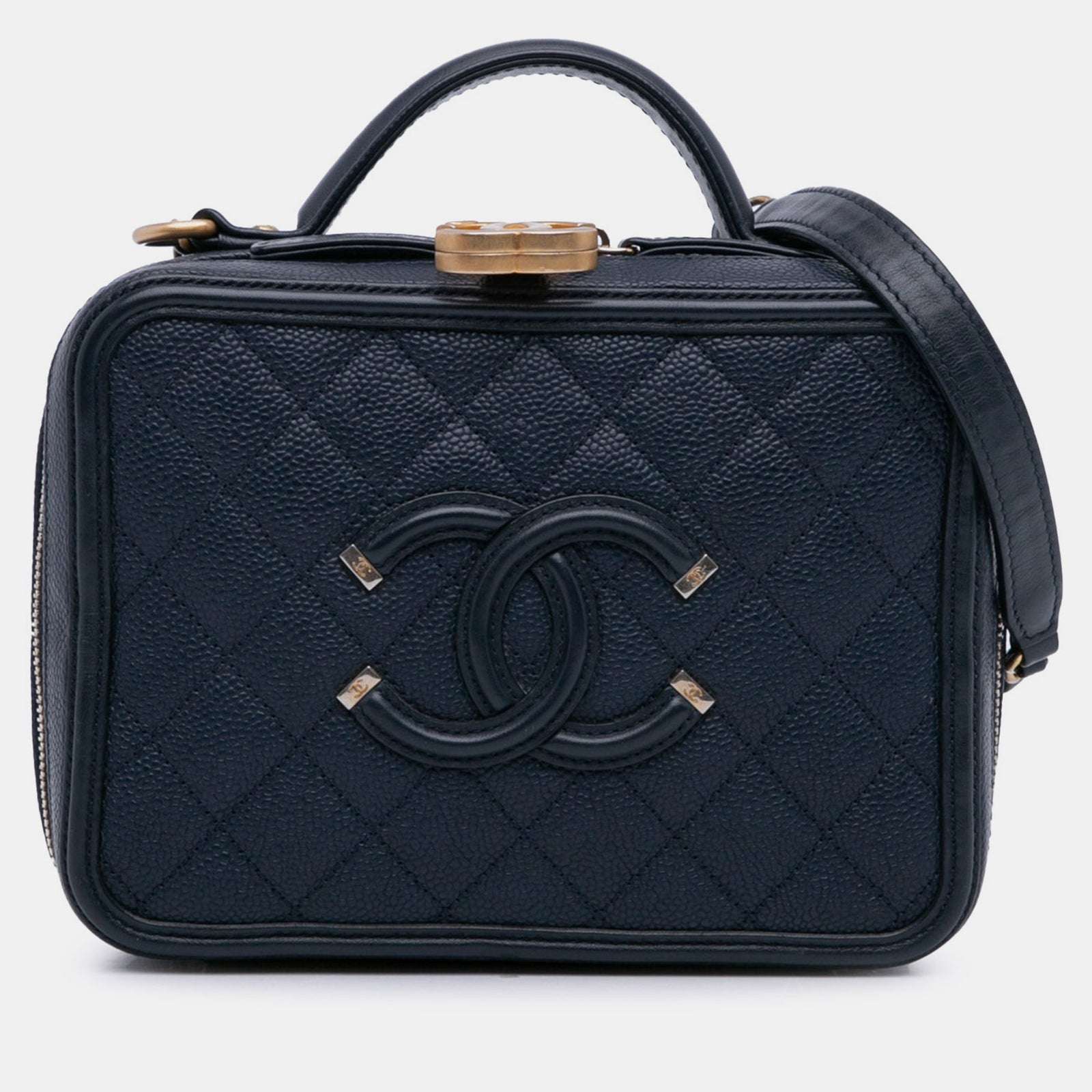 Chanel Small Caviar Filigree Vanity Case