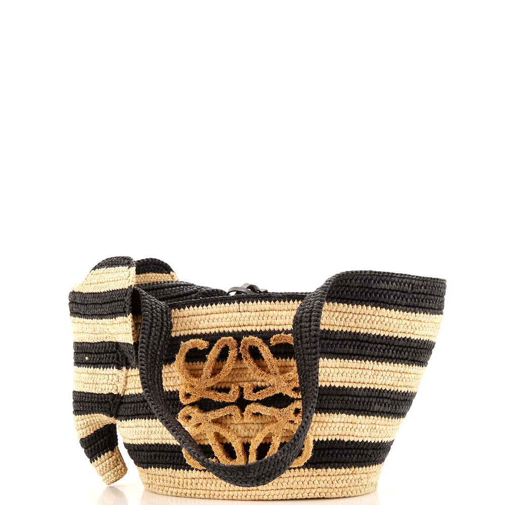 LOEWE Elephant Basket Tote Striped Raffia Small