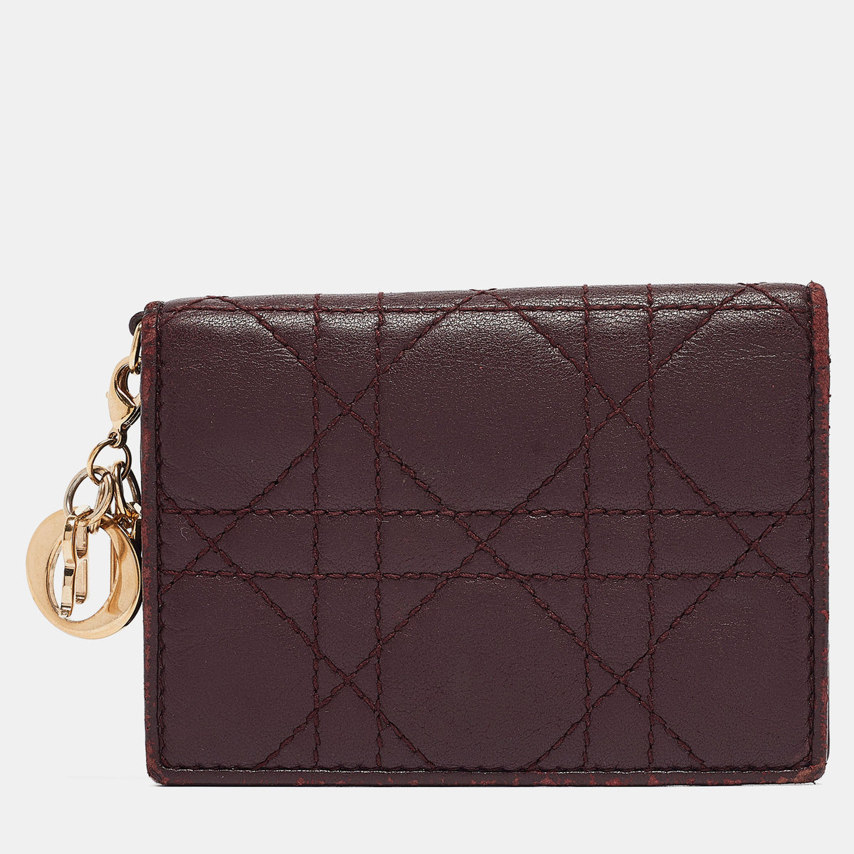 Dior Burgundy Cannage Leather Lady Card Holder