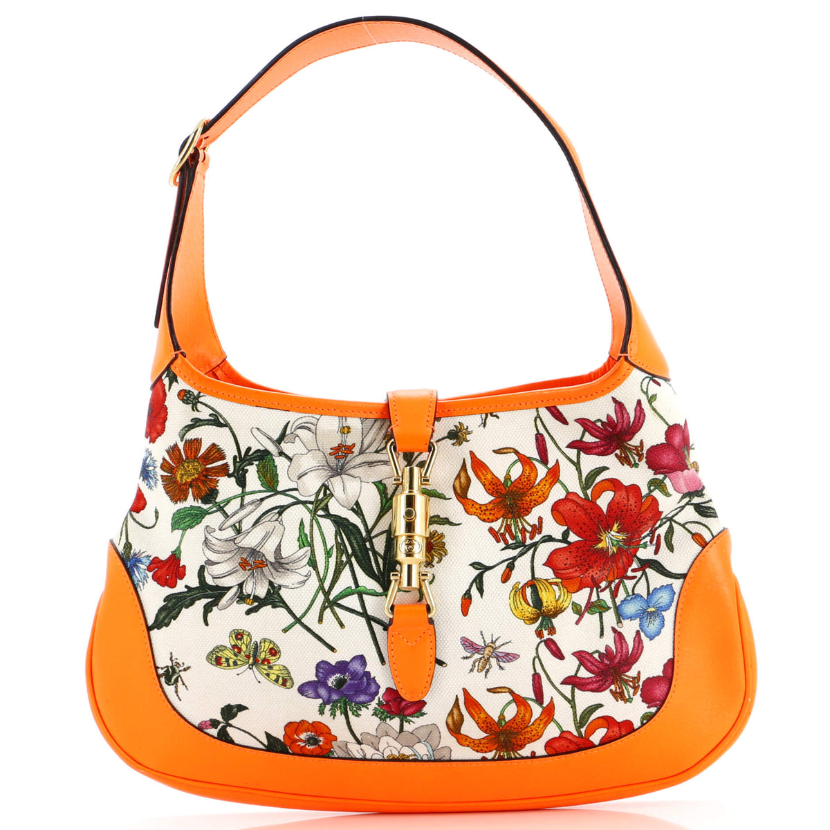 Gucci GUCCI Jackie Hobo Flora Canvas with Leather Medium