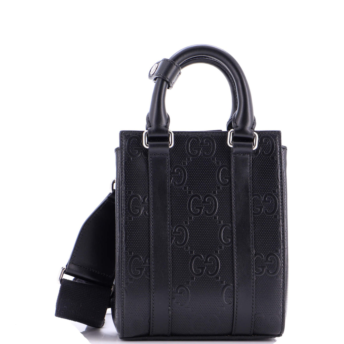 Gucci GUCCI Vertical Tote GG Embossed Perforated Leather Mini