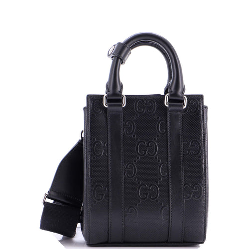 GUCCI Vertical Tote GG Embossed Perforated Leather Mini