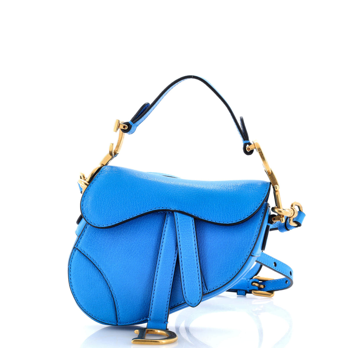 Christian Dior Saddle Handbag with Strap Leather Micro
