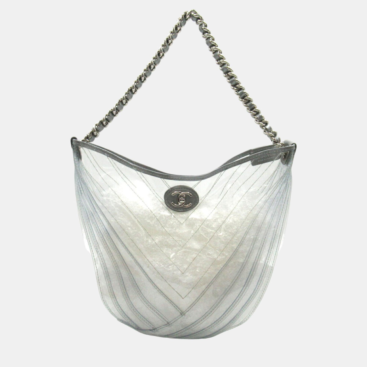 Chanel Silver Vinyl Chain Shoulder Bag