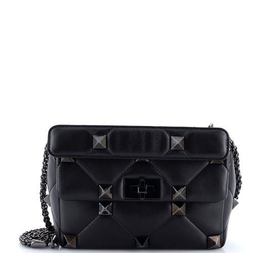 VALENTINO GARAVANI Roman Stud Flap Bag Quilted Leather Medium