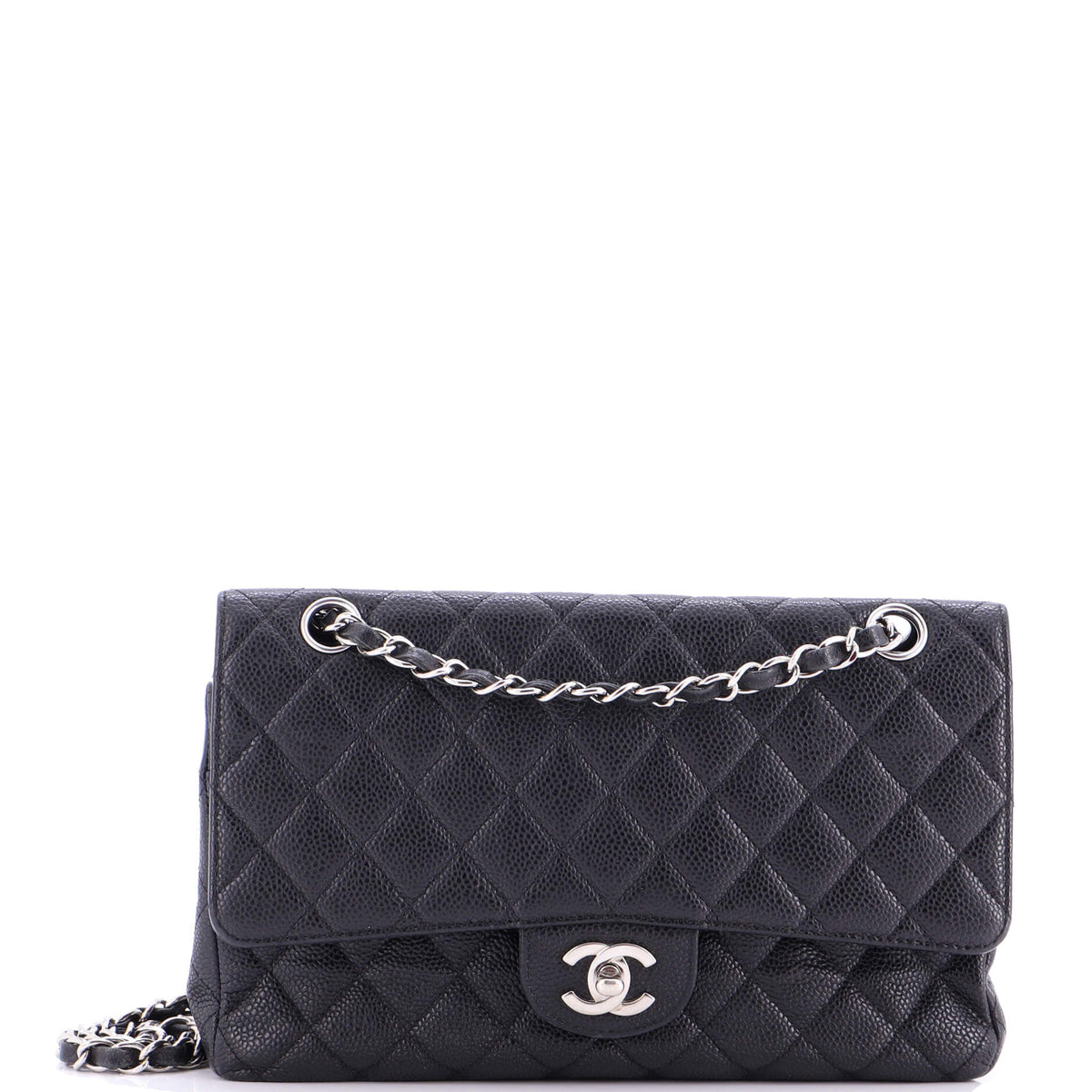 Chanel CHANEL Vintage Classic Double Flap Bag Quilted Caviar Medium