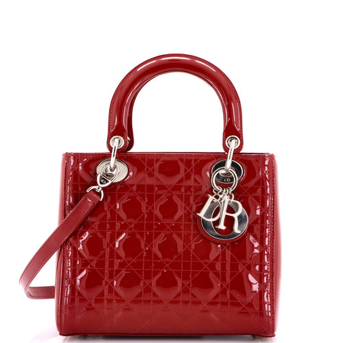 Lady Dior Bag Cannage Quilt Patent Medium