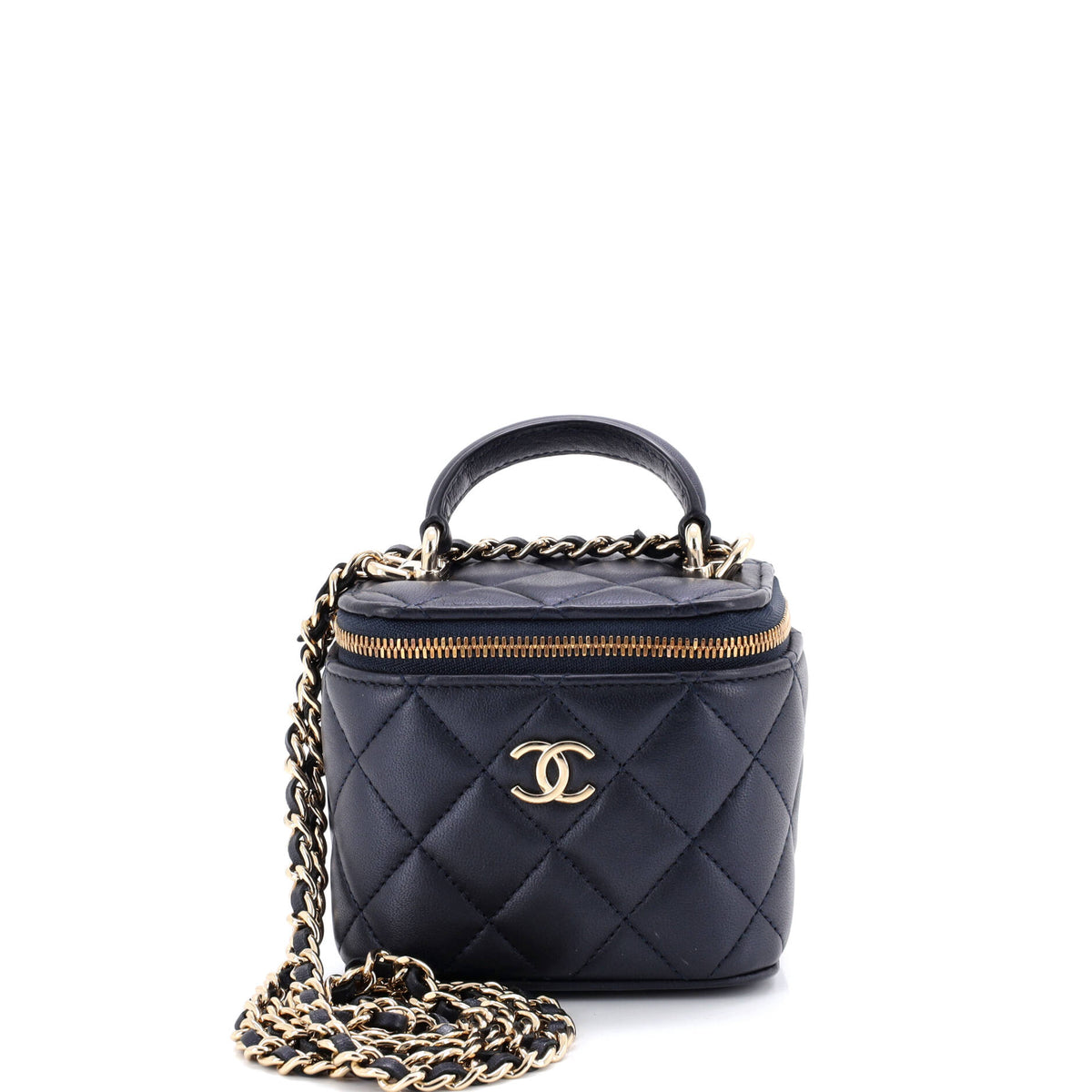 Chanel CHANEL Classic Top Handle Vanity Case with Chain Quilted Lambskin Mini