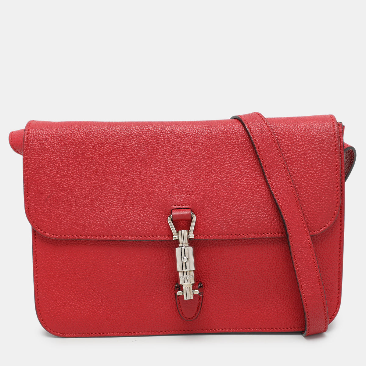 Gucci Red Leather Jackie Flap Shoulder Bag