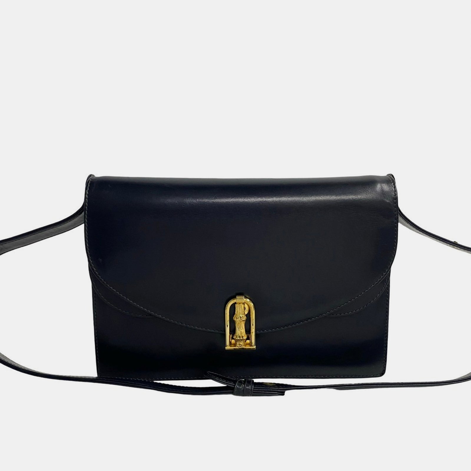 Gucci Sac bandoulière à rabat en cuir noir