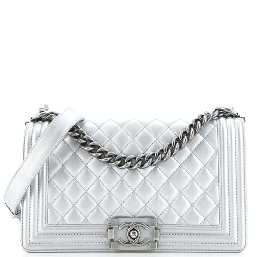 CHANEL Boy Flap Bag Quilted Lambskin Old Medium