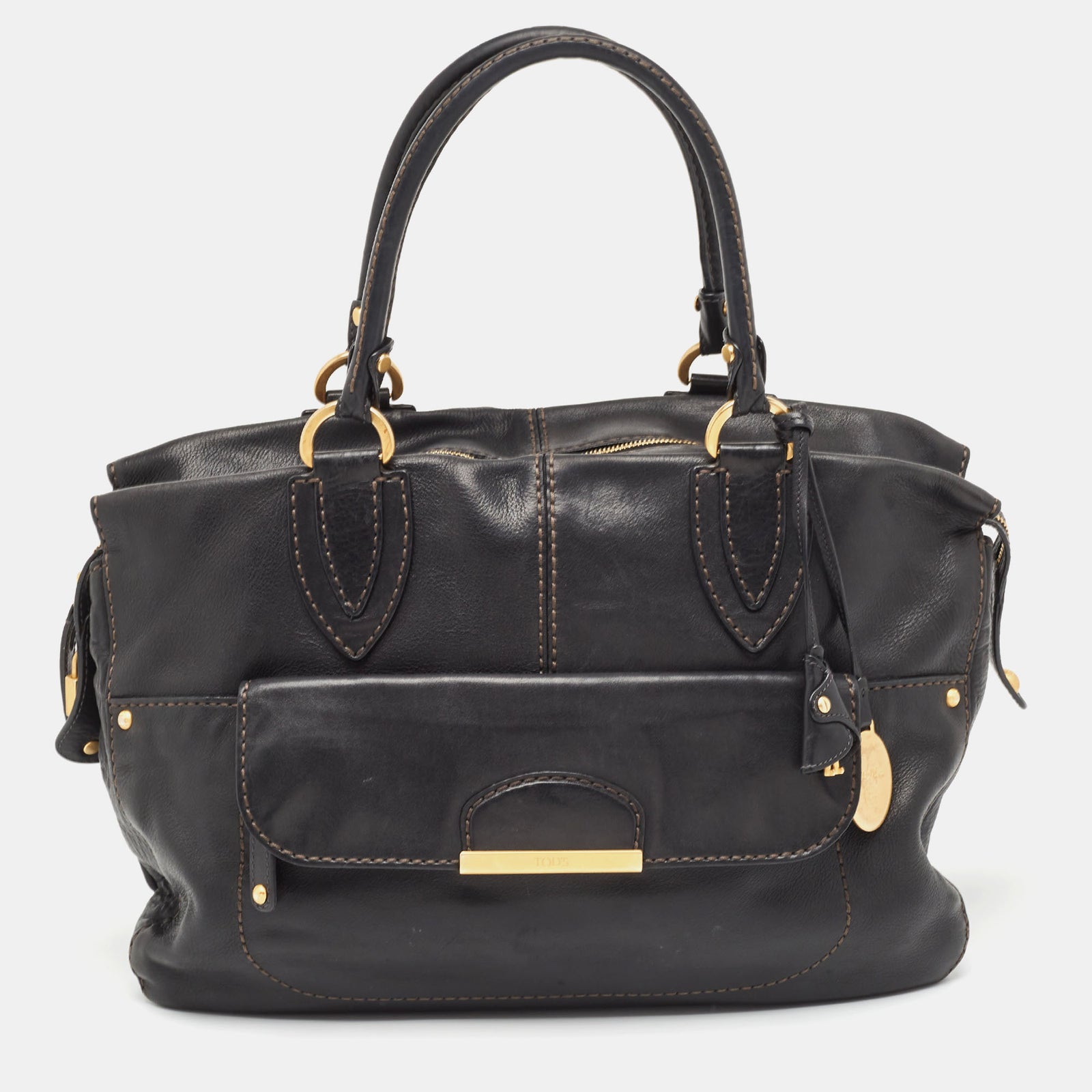 Tod's Black Leather Front Pocket Satchel