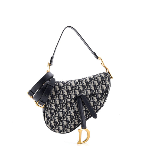 Saddle Handbag with Strap Oblique Canvas Medium