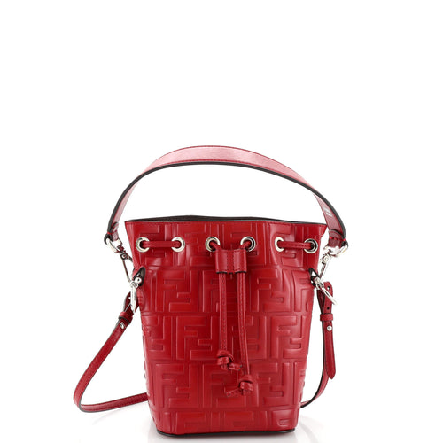 FENDI Mon Tresor Bucket Bag Zucca Embossed Leather Mini