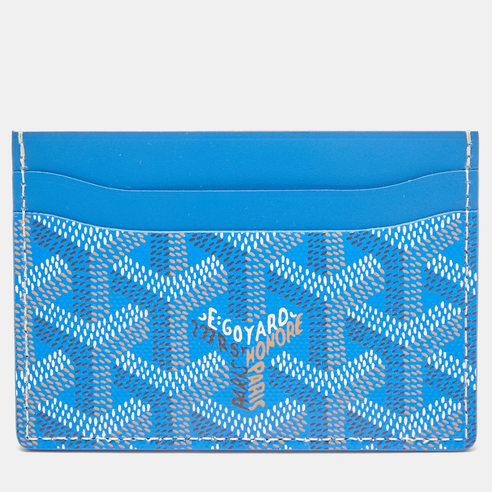 Goyard Blaues Saint Sulpice-Kartenetui aus beschichtetem Canvas und Leder von Goyardine