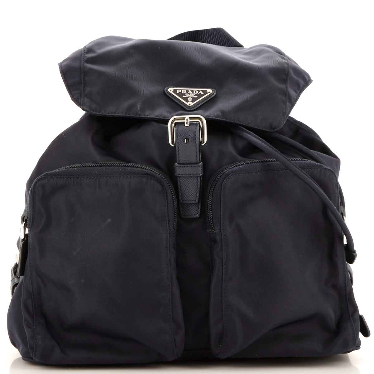 Prada PRADA Double Pocket Buckle Backpack Tessuto Medium