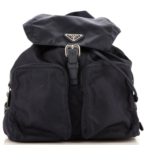 PRADA Double Pocket Buckle Backpack Tessuto Medium