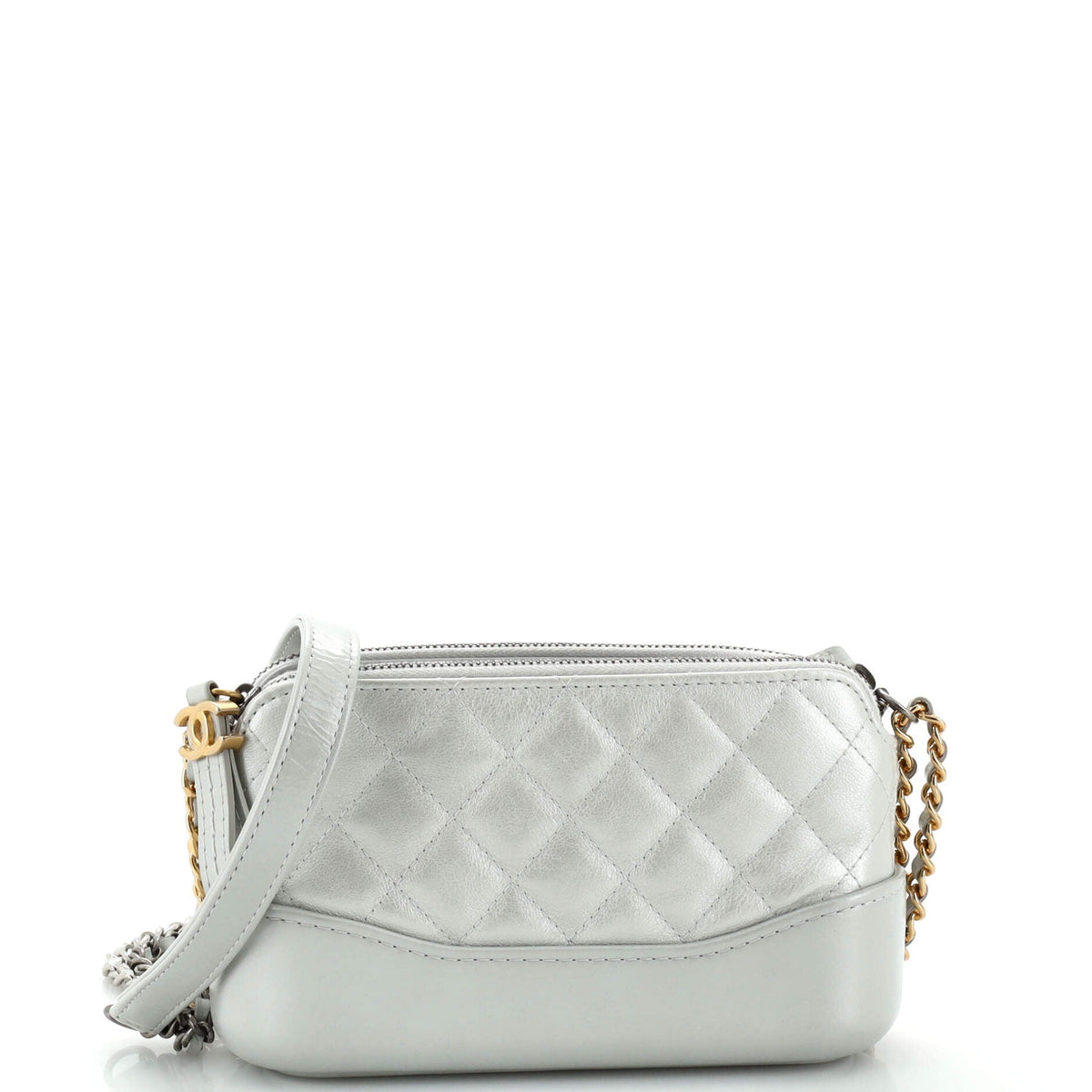 Chanel CHANEL Gabrielle Double Zip Clutch with Chain Quilted Aged Calfskin