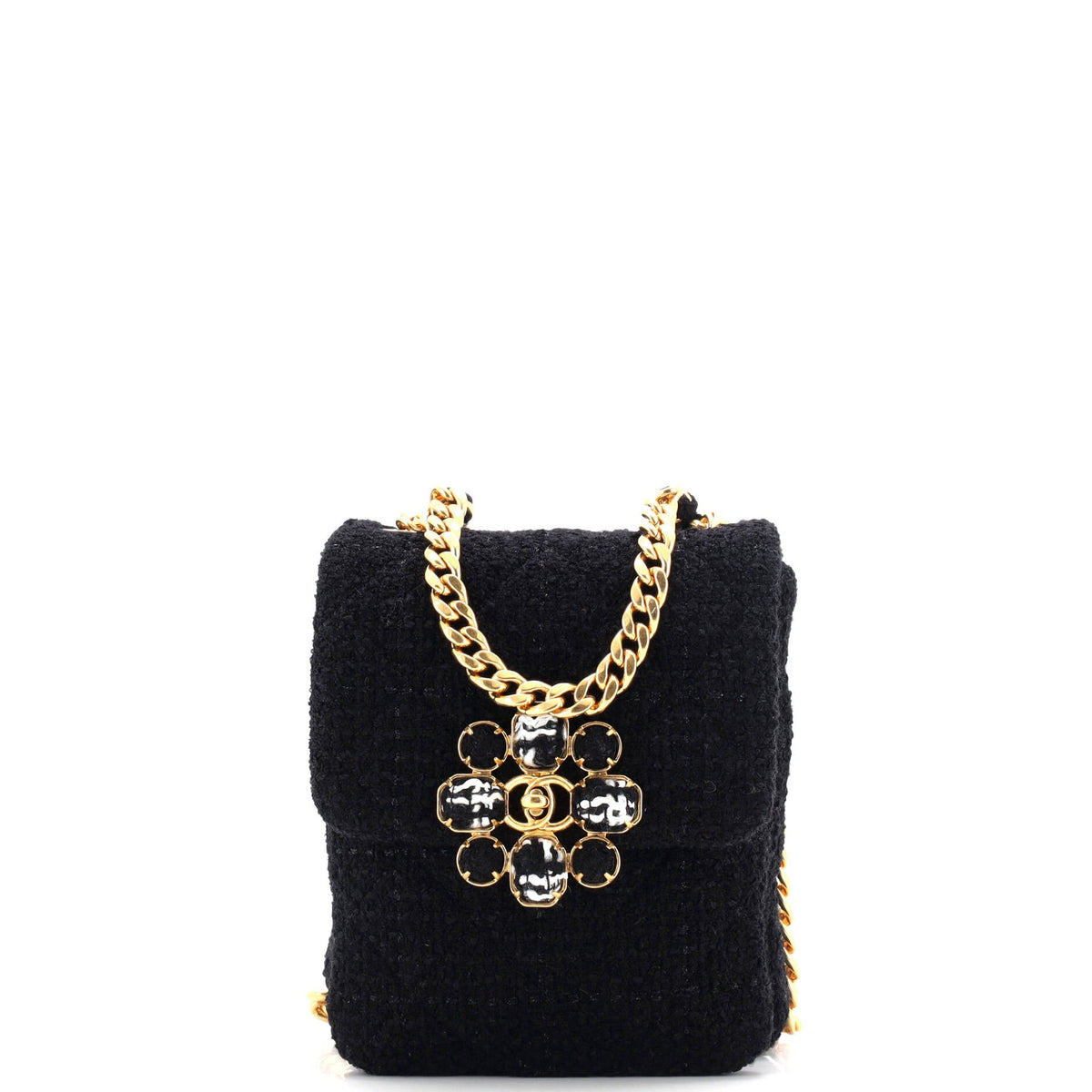 Chanel CHANEL North South CC Bijoux Chain Flap Quilted Tweed Mini