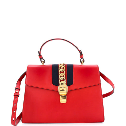 GUCCI Sylvie Top Handle Bag Leather Medium