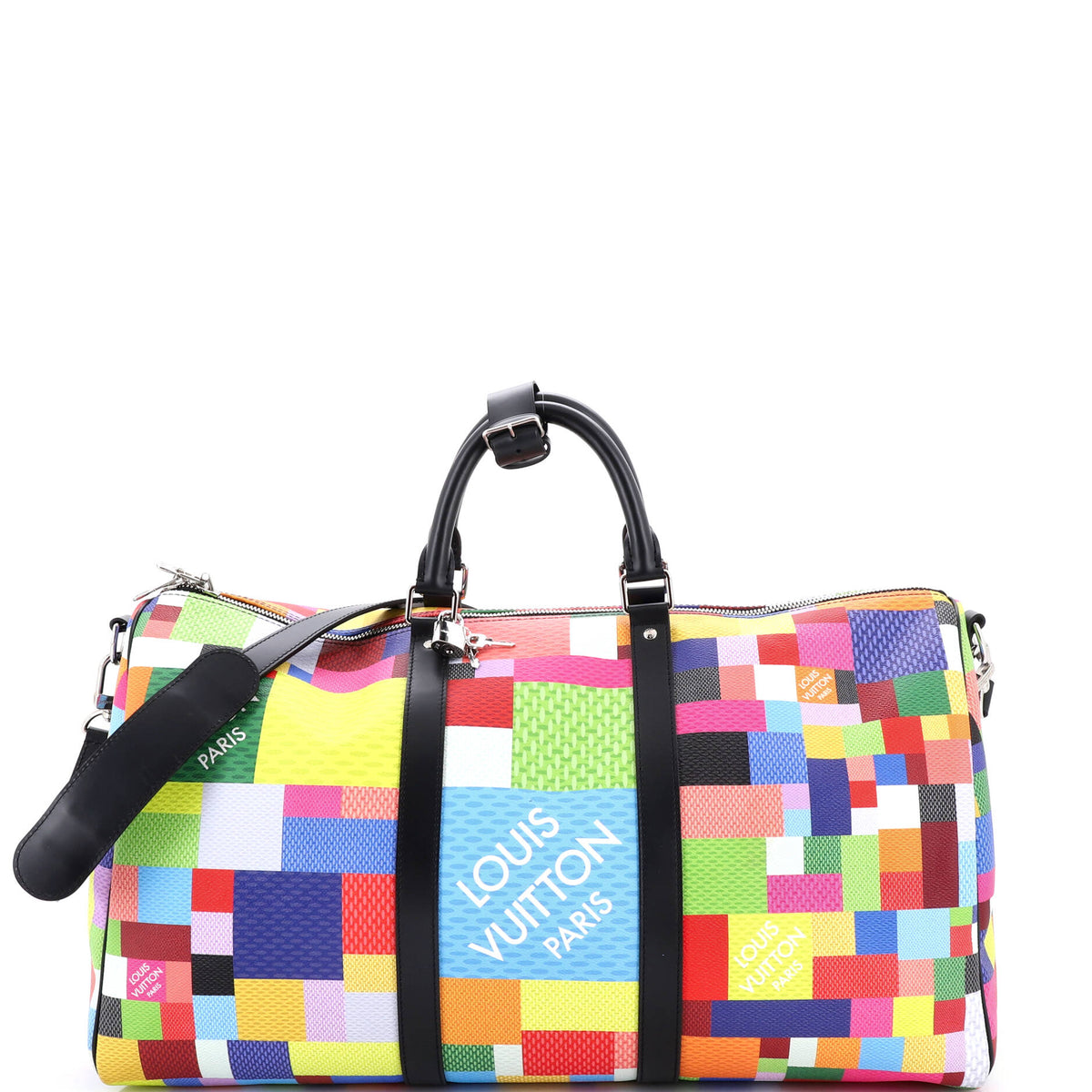 Louis Vuitton Keepall Bandouliere Bag Limited Edition Multicolor Damier Graphite 3D 50