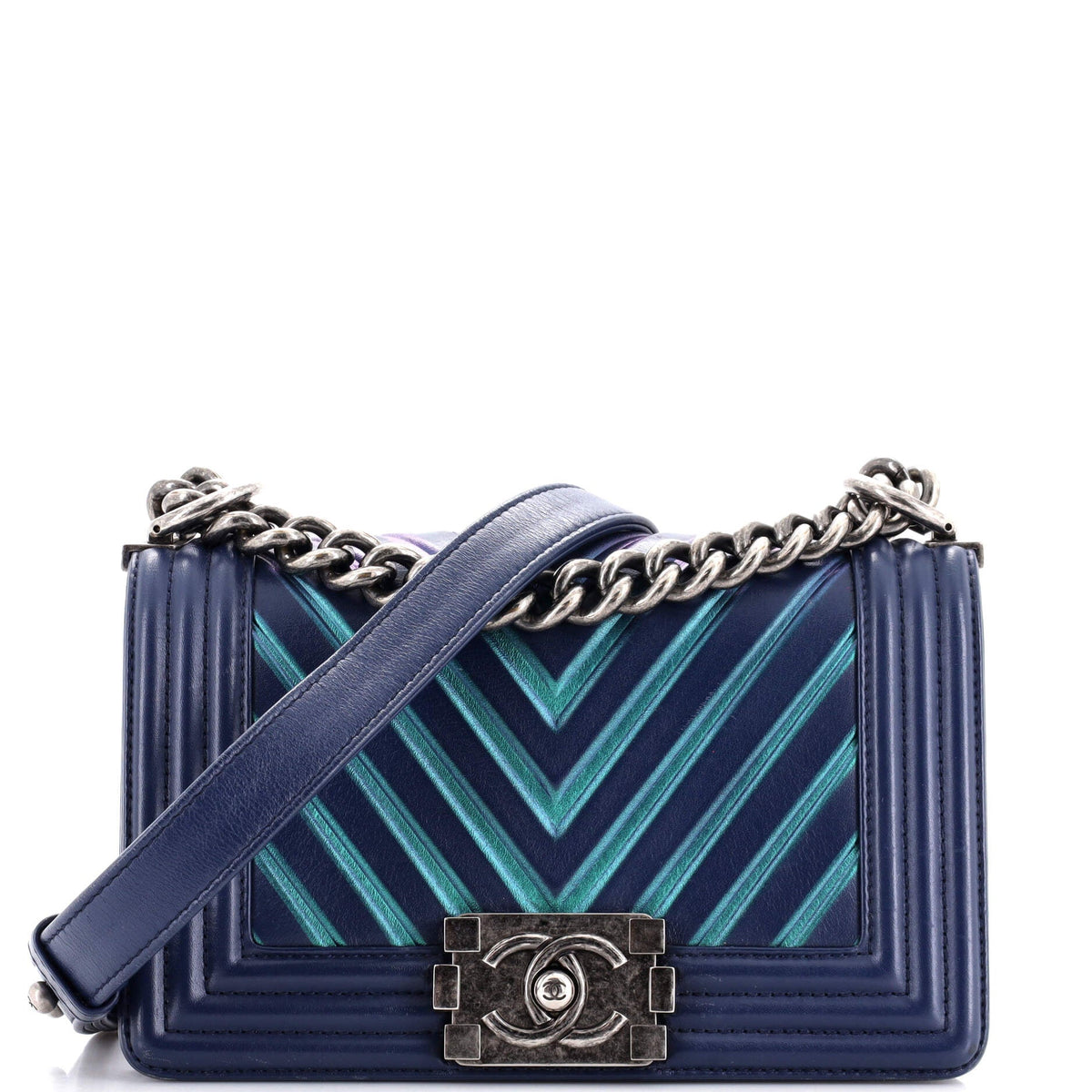 Chanel CHANEL Boy Flap Bag Chevron Painted Calfskin Small