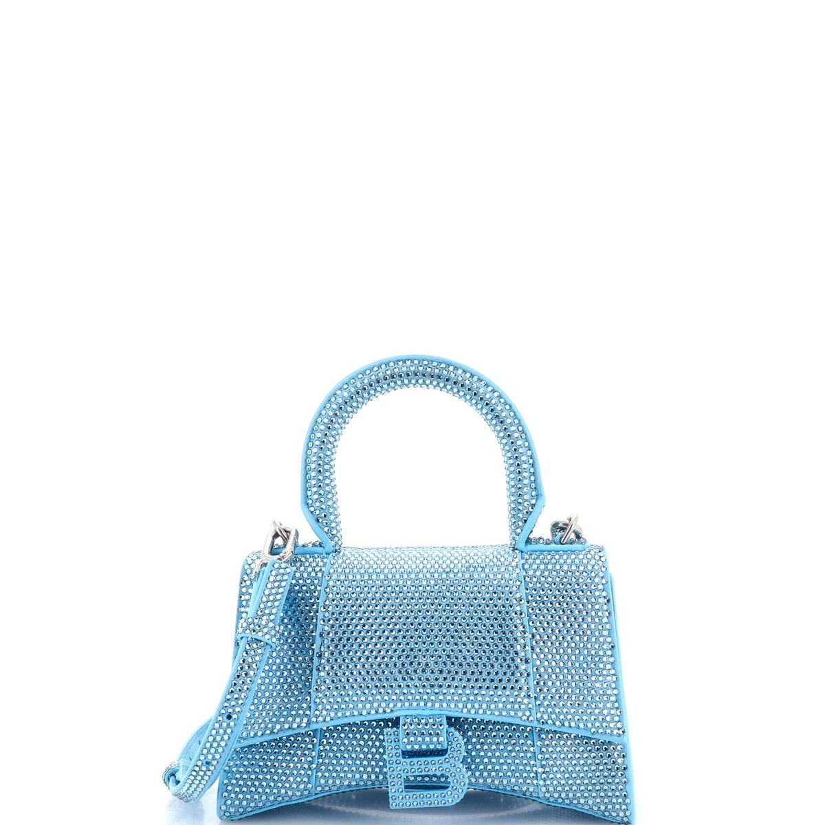 Balenciaga Hourglass Top Handle Bag Suede with Crystals XS