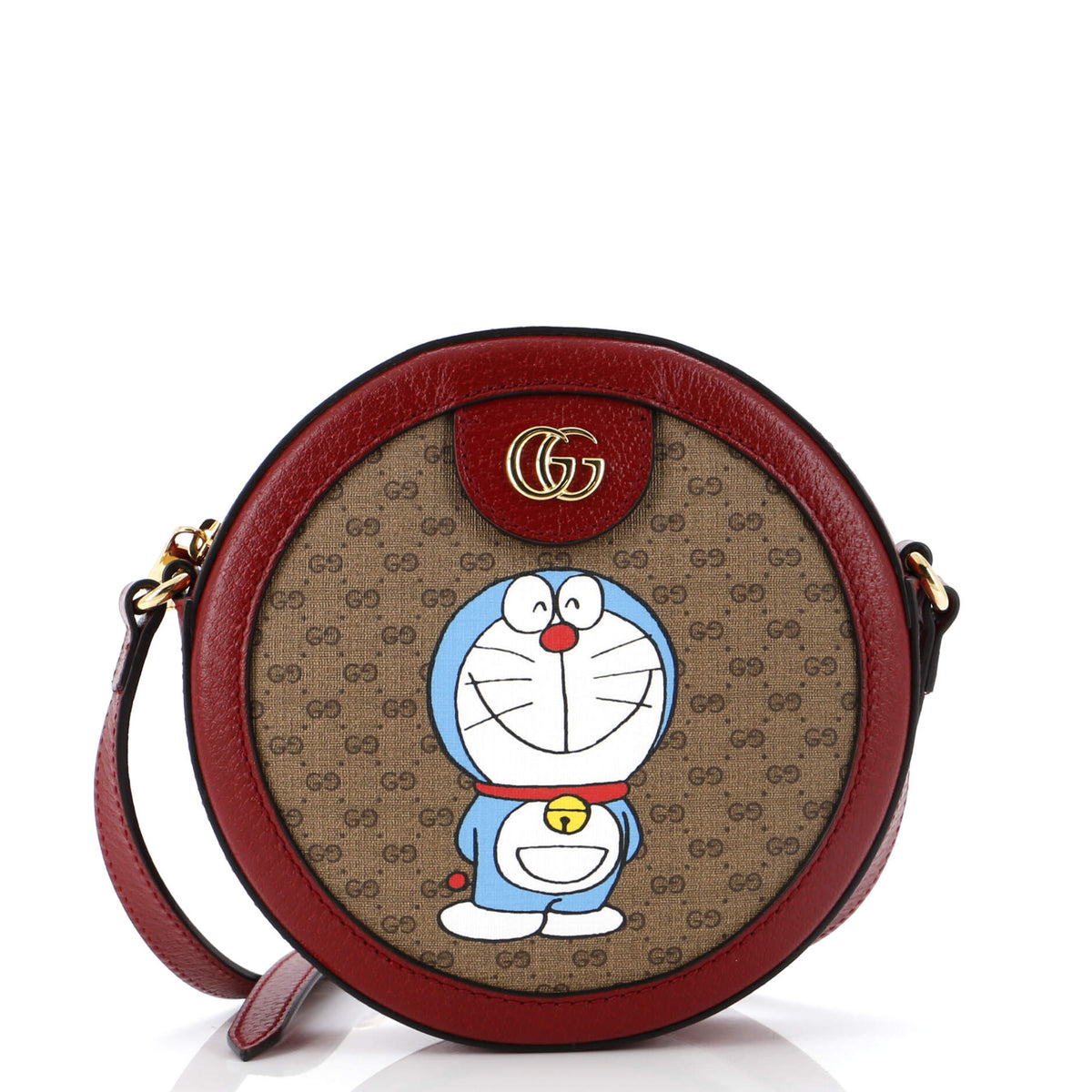 Gucci GUCCI Doraemon Round Shoulder Bag Printed Mini GG Coated Canvas