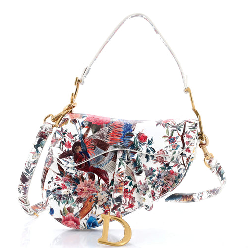Saddle Handbag with Strap Printed Leather Medium