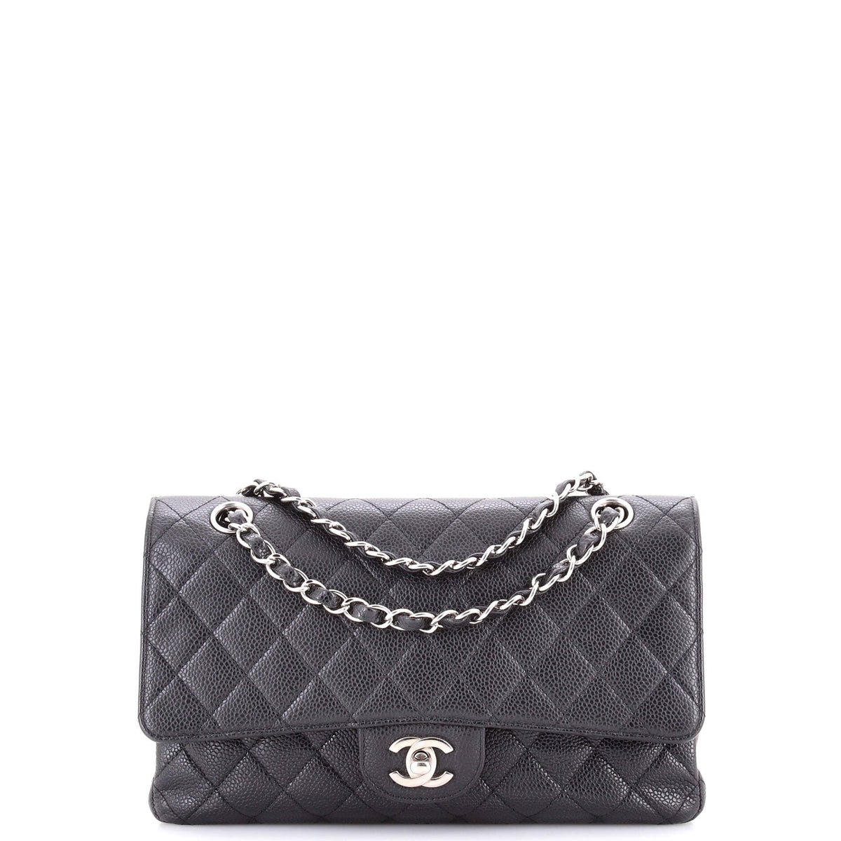 Chanel CHANEL Vintage Classic Double Flap Bag Quilted Caviar Medium
